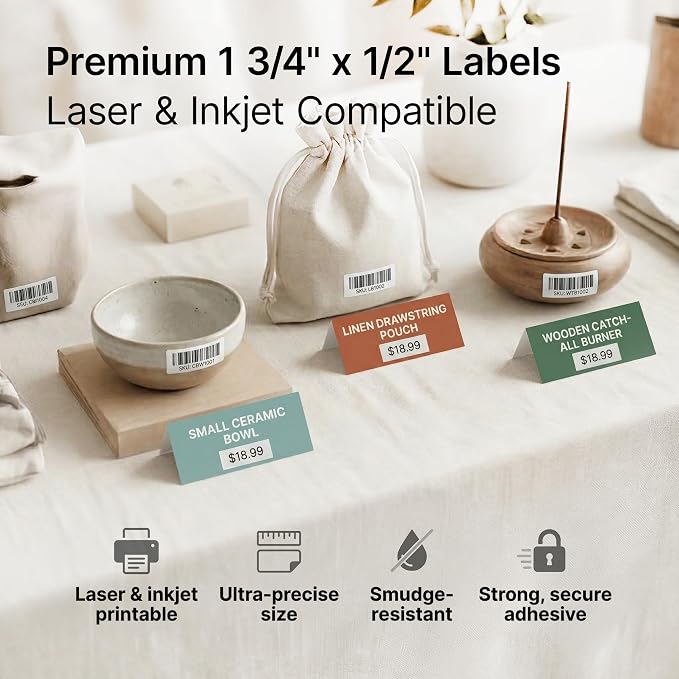 1.75" X 0.5" Matte White Return Address Labels (250 Sheets, 20000 Stickers) Mailing Labels for Envelopes, File Folder Stickers for Laser & Inkjet Printers - Spartan Industrial Template R002