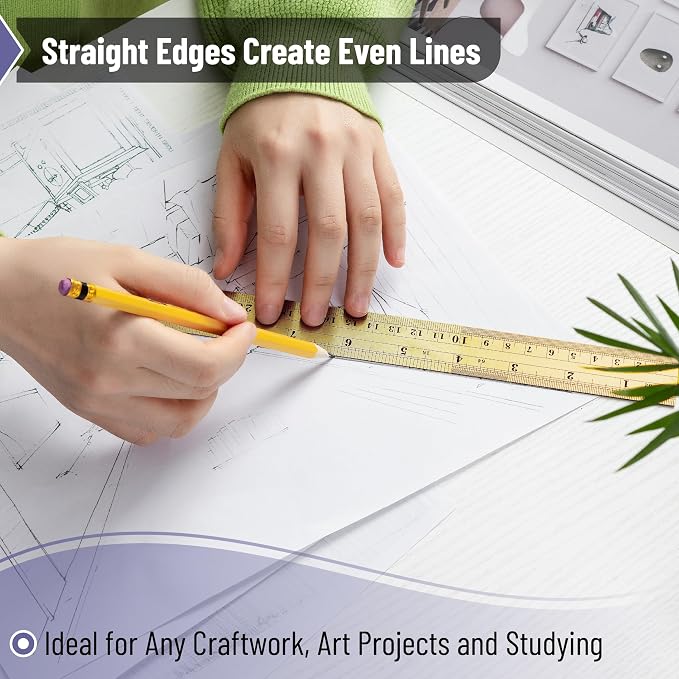 Mr. Pen- Metal Straight Edge Ruler, 2 Pack, 6" and 12", Gold | Stainless Steel Ruler Set, Imperial & Metric Measurements for Drawing, Home, Office, Engineering