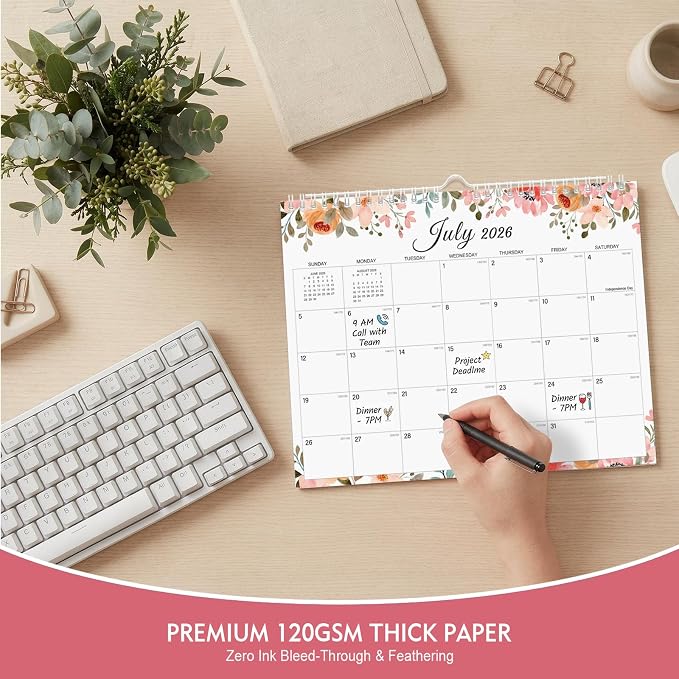Comix 2026-2027 Wall Calendar, 18 Months Jul 2026 - Dec 2027 Monthly Planner, 120 GSM Thick Paper Lined Blocks, Hanging Calendar for Home Office Classroom, 14 x 11 Inch