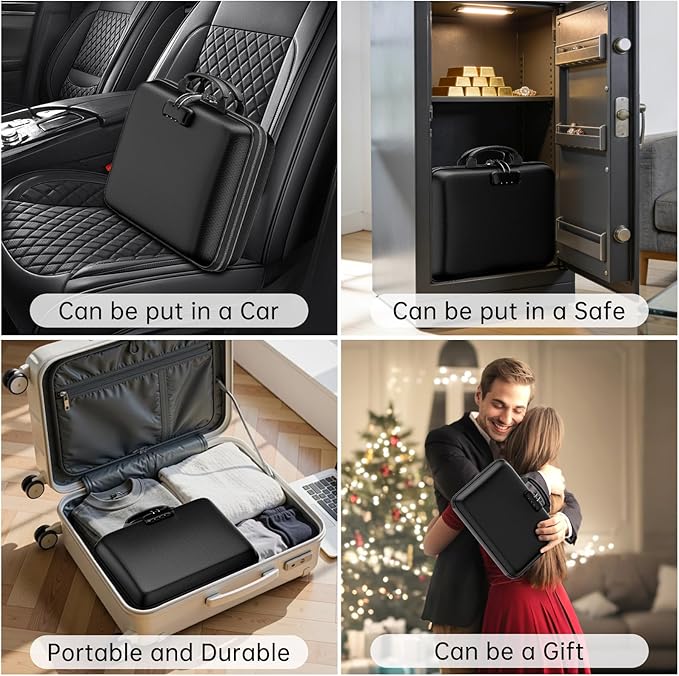 ENGPOW Fireproof Document Box with Lock & 25-Pocket Accordion File Folder | Fire & Water Resistant,Hard Case File Organizer with Handle,Portable Home Office Safe Storage for Important Documents,Laptop