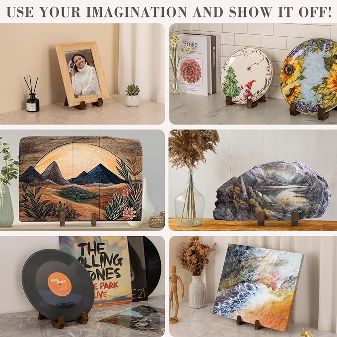 ANBOXIT Plate Display Stand, 6 Inch Plate Holder for Displaying, Decorative Picture Frame Dish Photo Plaque Platter Wood Stand | Decorative Plate Stand for Picture Frame Dish Photo Plaque Platter Wood Stand