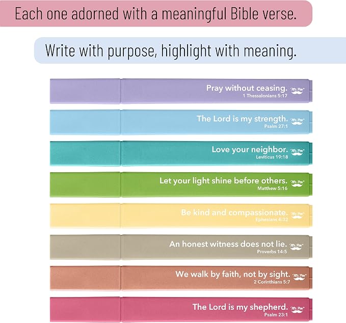 Mr. Pen- Bible Highlighters with Color-Coding System, 8 Pack | Soft Chisel Tip, Aesthetic Highlighters Assorted Colors