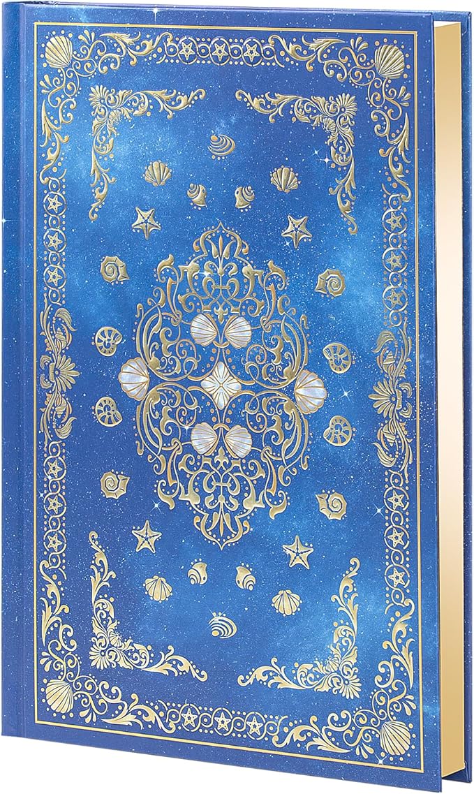 Hardcover Lined Journal - 224 Pages 100GSM Thick A5 Notebook with Gilded Edges & Gold Foil, Celestial Ocean Shells Mystic Diary for Women, Dream Journal