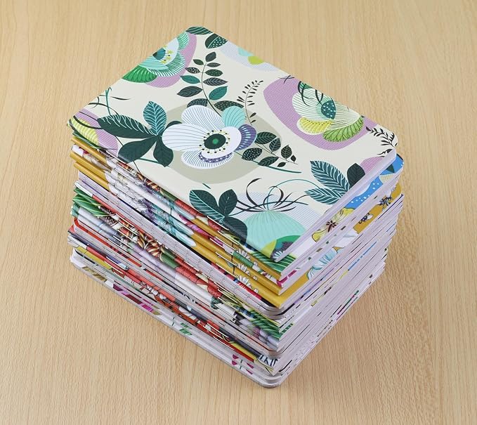24pcs Mini Notebooks,3.5" x 5" Pocket Notepads,Small Journal for School Office Home Travel Gift Supplies(Flower)