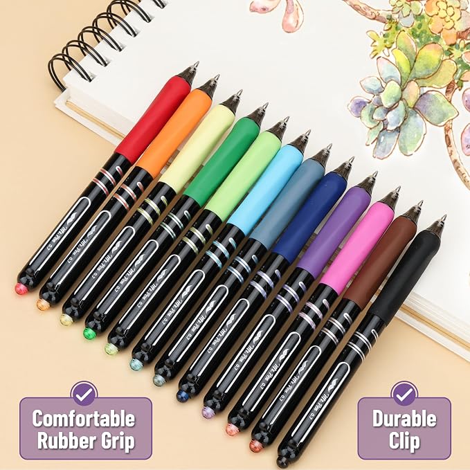 Mr. Pen- Retractable Gel Pens, 12 Pack, 0.7mm Fine Point, Colorful Ink | Fast-Dry & Smooth Writing Pens for Note-Taking, Journaling, Office, School & Everyday Use