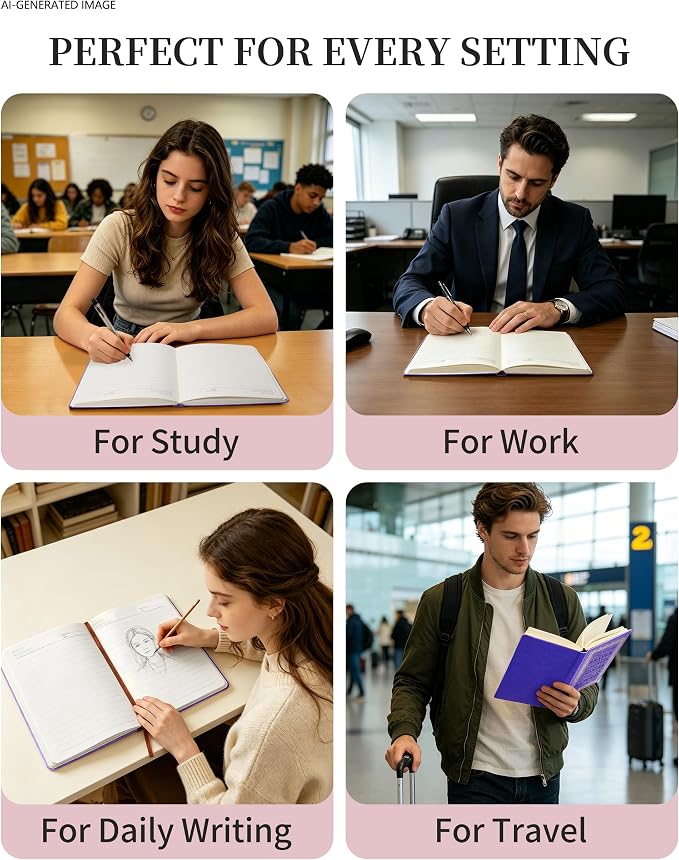 JOHSBYD Journal for Women - A5 Lined Hardcover Notebook and Diary for Teen Girls, 200 Pages 100GSM Bleedproof Paper, Inspirational Back to School College Supplies (Purple)