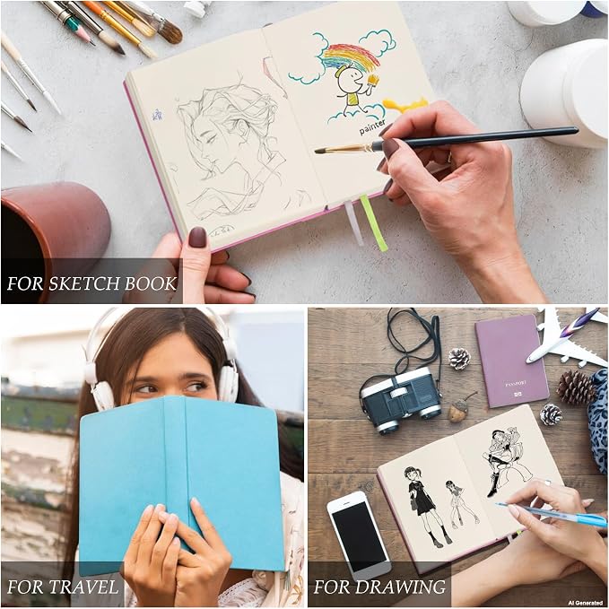 Blank Journal Notebook 720 Pages A6 Unlined Plain Sketchbook No Lines Soft Leather Pocket Blank Notebook for Women Drawing Book Memo Writing Sketch Diary Notebook 3.9 × 5.5(Pink Blank Notebook)
