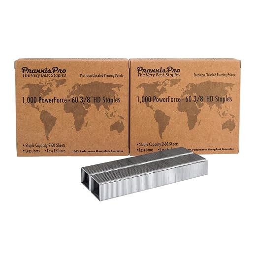 PowerForce-60 Heavy Duty Staples Refill, 3/8" Leg Length - Premium Steel, Chisel-Point, 2-60 Sheet Capacity - Use with PraxxisPro PowerForce 70 and Most Heavy Duty Staplers, 2000 Count