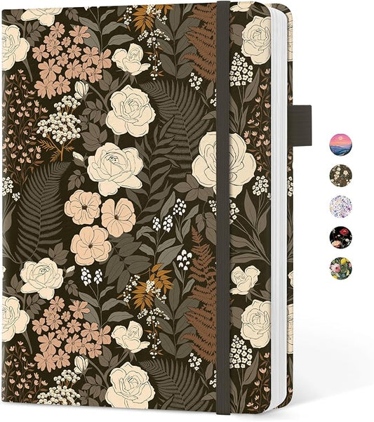 Taja Pretty Lined Journal for Women, Aesthetic Cute Hardcover Leather Journal for Writing, A5 College Ruled Notebook for Work & Note Taking, Perfect for Office School Home, 160 Pages, Wild Rose
