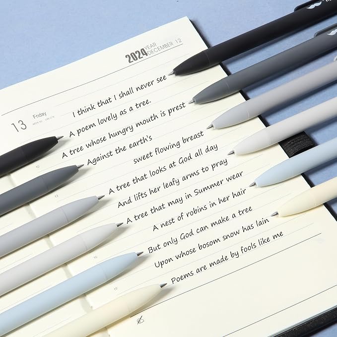Mr. Pen- Retractable Gel Pens, 12 Pack, Black Ink | Monochrome Elegance Barrel, Fine Point 0.5mm, Fast Dry, Smooth Writing, Cute Pens for Drawing