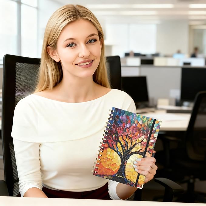 AHGXG Academic Planner 2026-2027, July 2026 - June 2027, 5.7" x 8.3" | Weekly and Monthly, Hardcover, Spiral-Bound, Calendar, Agenda for Women, Student, School, 12-Month Tabs (Colourful Tree)