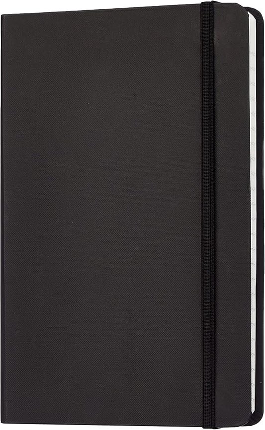 Amazon Basics Classic Hardcover Journaling Notebook with Inner Pocket, Line Ruled, 240 Pages, 5" x 8.25", 24 Count, Black