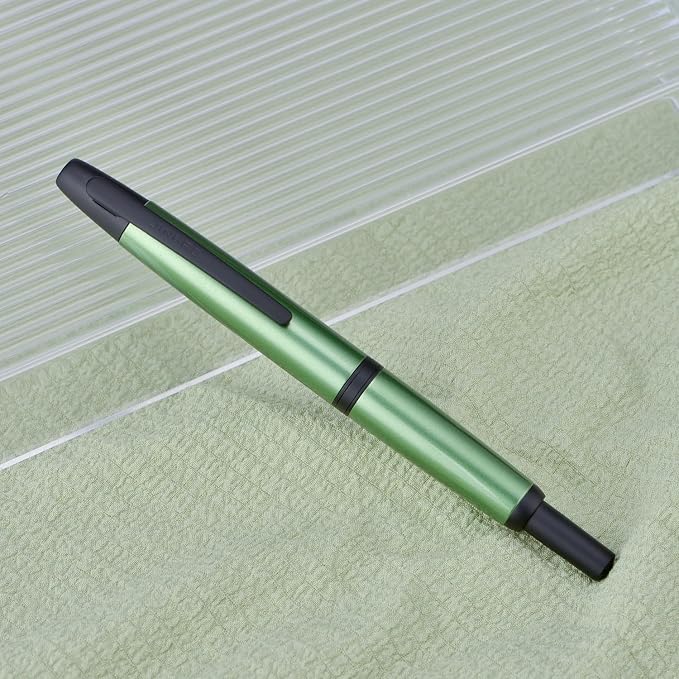 Jinhao 10 Press Fountain Pen with Box, Sea Pine Green Retractable Medium Nib with Ink Converter Set (Black Clip)