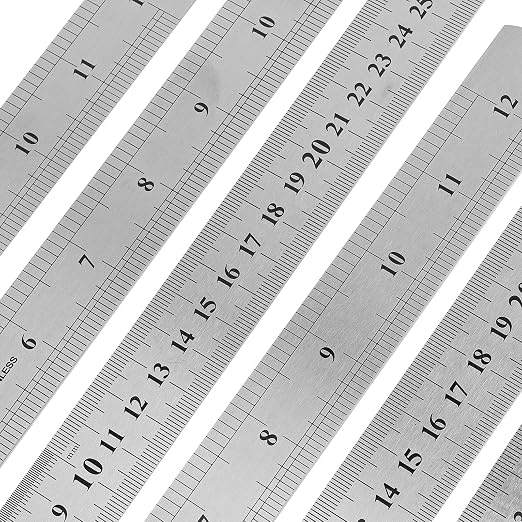 30 Pack 12 Inches Stainless Steel Rulers, Straight Edge Ruler, Precision Metal Ruler Laser Engraved Imperial/Metric Scales & Individual Sleeves for Office, Woodworking, Engineering
