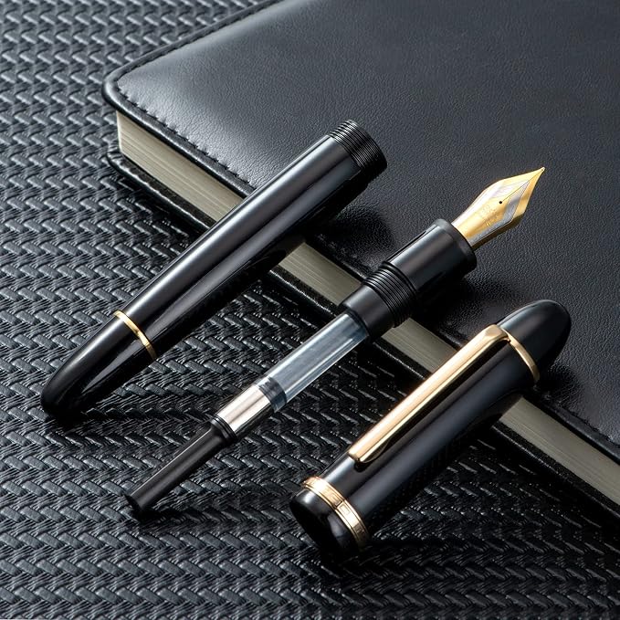 3PCS Assorted Colors Jinhao X159 Acrylic Fountain Pen Set, Size 8 Fine Nib Gold Trim Classic Design Smooth Writing Pen with Converter