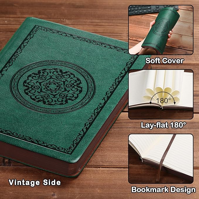 Fetinar 2026 Leather Vintage Journal Notebook,300 Pages,Leather Softcover Lined Journal Notebooks for Women Men,Notebook Journals for Writing Travel,Business,Office,8.5'' X 11.3''