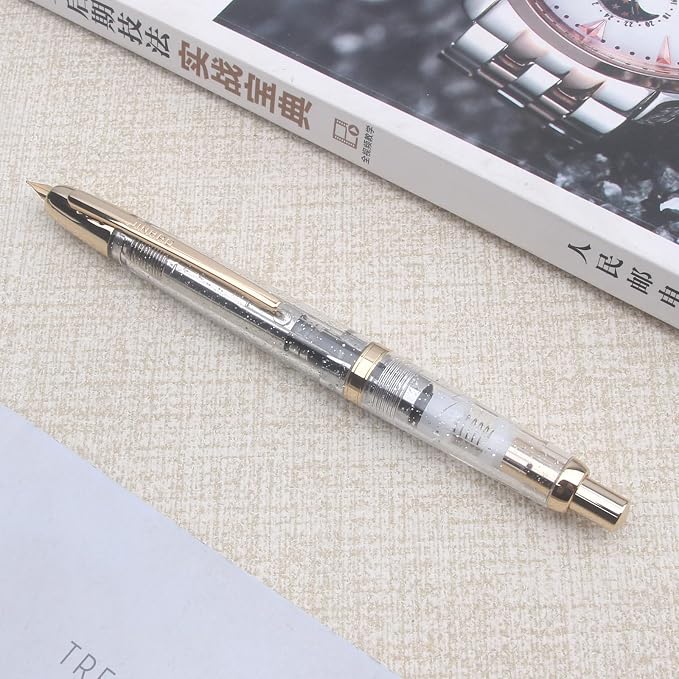 JINHAO 20 transparent Press Fountain Pen Retractable EF/F Nib Plastic with Clip Writing Ink Converter