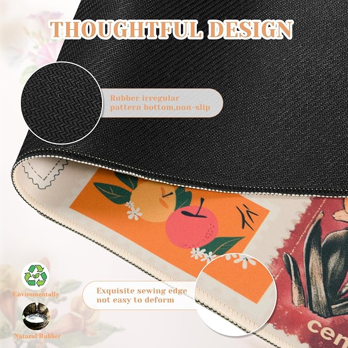 Vintage Floral Desk Mat, XXL Mouse Pad for Keyboard and Mouse, Aesthetic Collage Mousepad, Large Desk Mat for Desktop, Pink Cute Desk Decor Accessories
