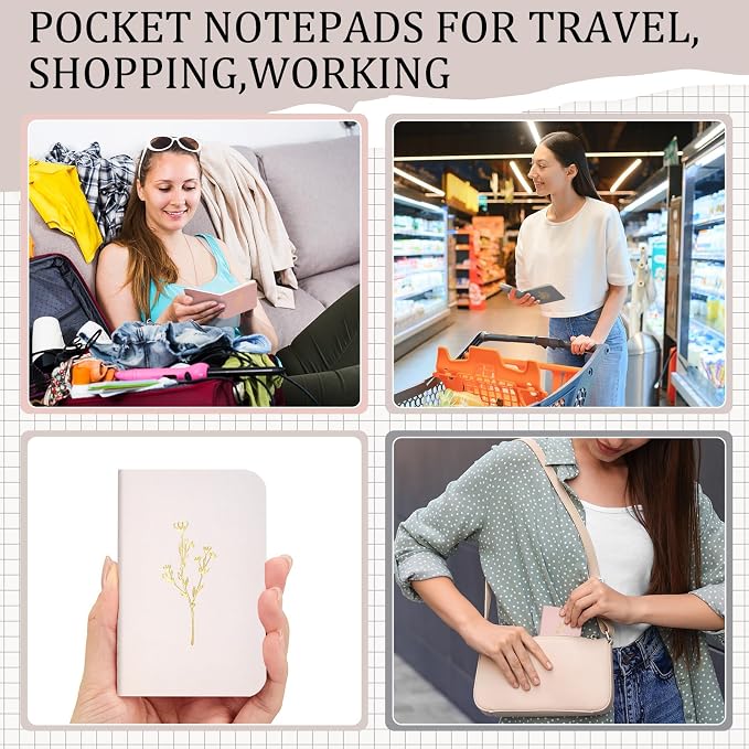Outus 36 Pcs Pocket Notebook Mini Journal 2.5" x 4" Kraft Paper Mini Notepad Bulk Softcover Pocket Notepad Memo Diary Subject Notebooks for Student Travel School (Morandi Color,Gold Stamping Cover)