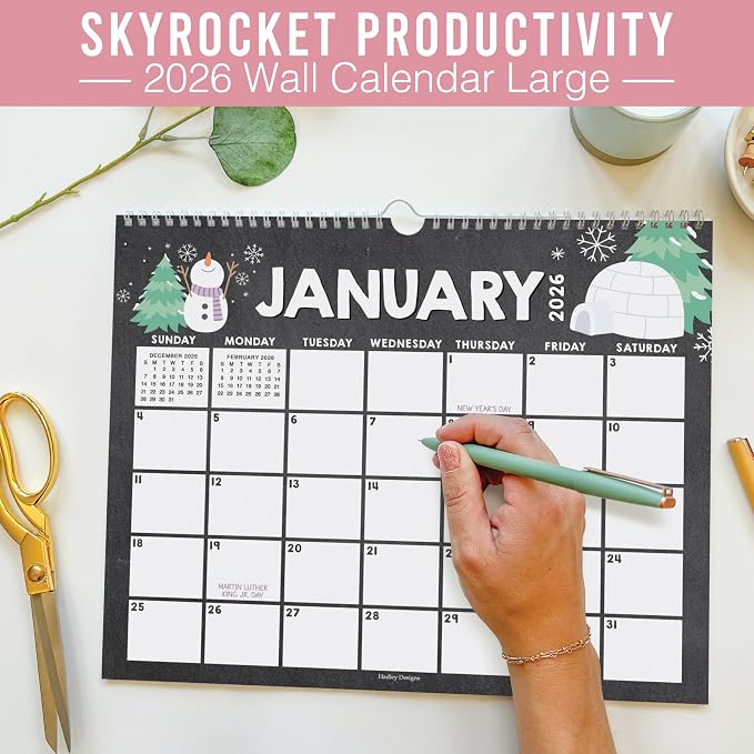 2026 Calendar Wall - 2026 Wall Calendar Large, 18-Month Hanging Calendars for School, Home & Office, Academic Monthly Calendar from January 2026 to June 2027, Back to School Teacher Gifts
