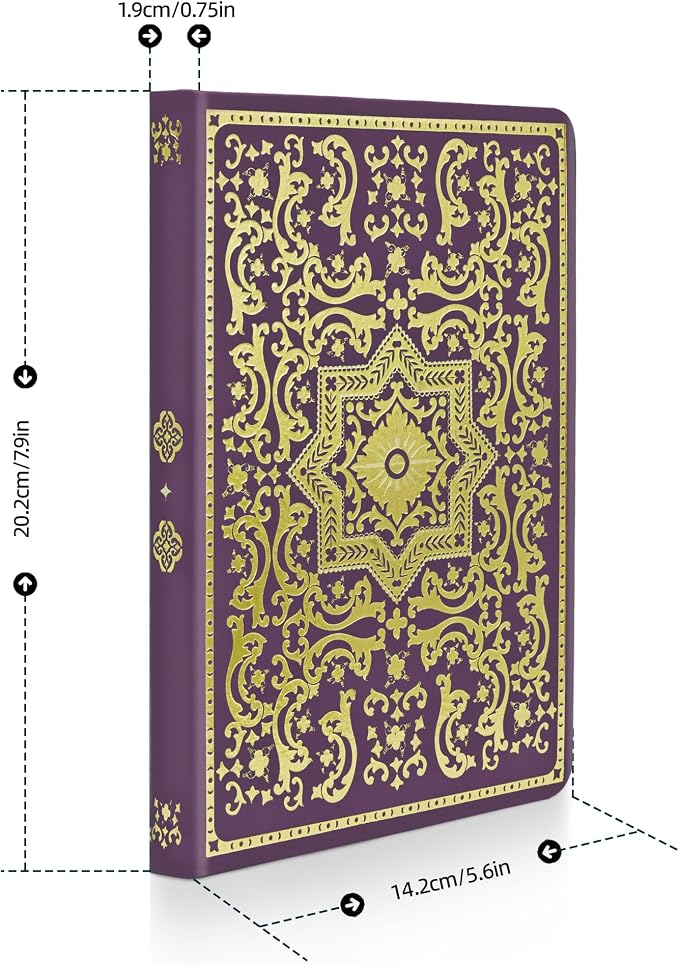 Gilded Vintage Leather Journal Hardcover Antique Diary Notebook | Ornate Decorative Pattern Cover, Premium Lined Paper, Classic Diary for Journaling, Writing, Poetry & Gifting