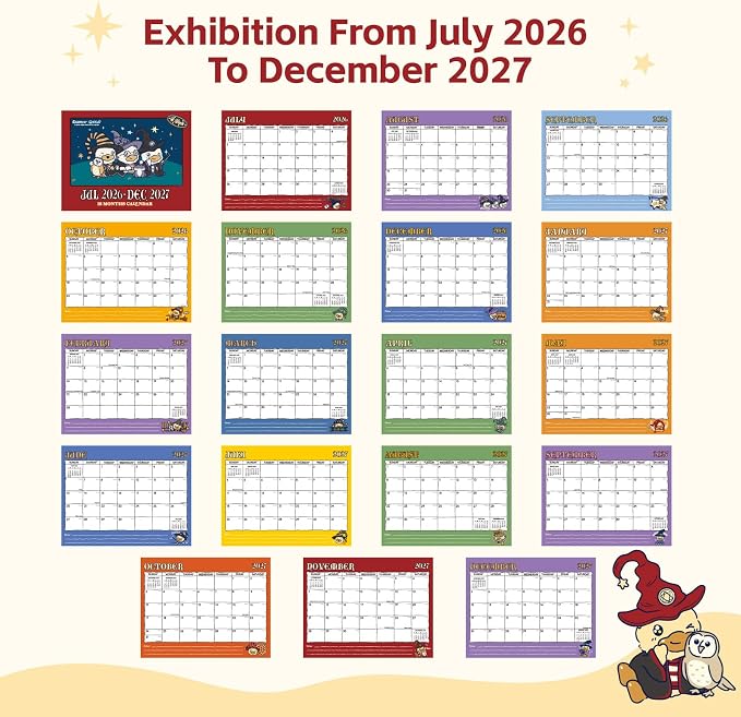 Comix x Bduck 18 Month Wall Calendar 2026-2027 11x8.5 Inch, Monthly Planner Jul 2026 to Dec 2027, Thick 120GSM Paper with Stable Twin-Wire Binding for Home Office Planning