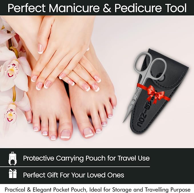 Cuticle Scissors Extra Fine Curved – German Quality Stainless Steel – Manicure Scissors for women – Beauty Scissors for Eyelash, Eyebrows and Dry Skin