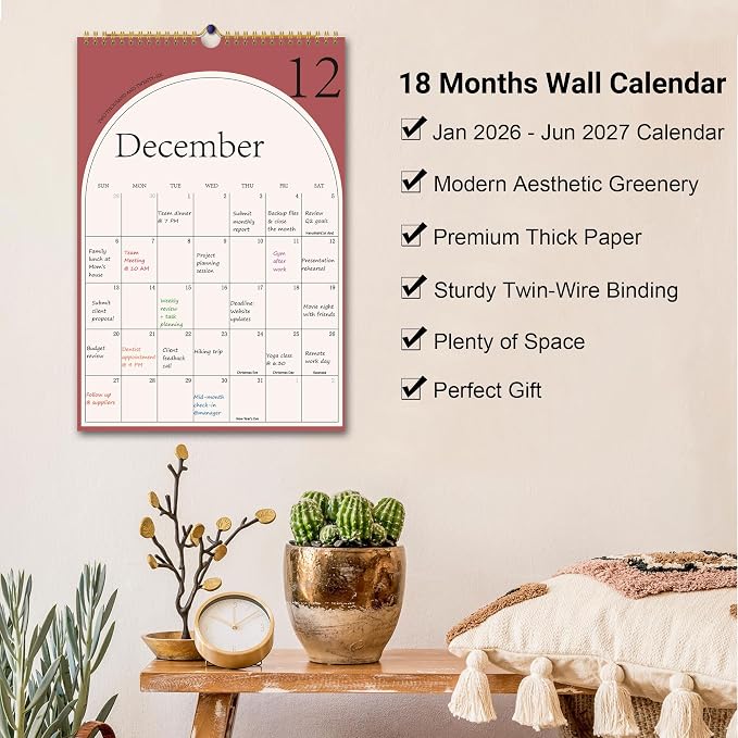 2026 Wall Calendar, Large Calendar from January 2026 - June 2027, Hanging Calendar with Thick Paper, Perfect for Office and Home Monthly Organizing & Planning, 10"×14.7"