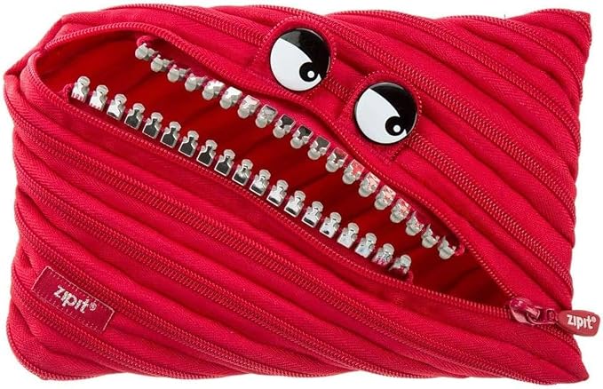 ZIPIT Grillz Large Pencil Case for Kids, Cute Zipper Pouch for Boys Girls and Teens, Stationery Bag for School ,Red