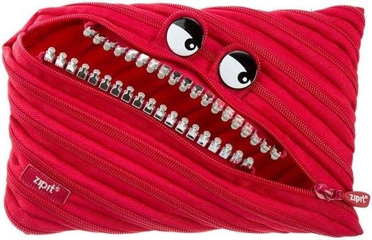 ZIPIT Grillz Large Pencil Case for Kids, Cute Zipper Pouch for Boys Girls and Teens, Stationery Bag for School ,Red