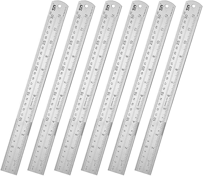 ZZTX Metal Ruler 12 Inches Stainless Steel 6 Pack | Rust-proof, Straight edge, Precise markings, Clear read