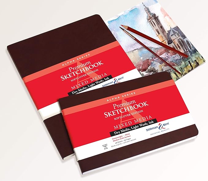 Stillman & Birn Alpha Series Softcover Sketchbook, 7.5" x 7.5", 150 gsm (Heavyweight), White Paper, Medium Grain Surface