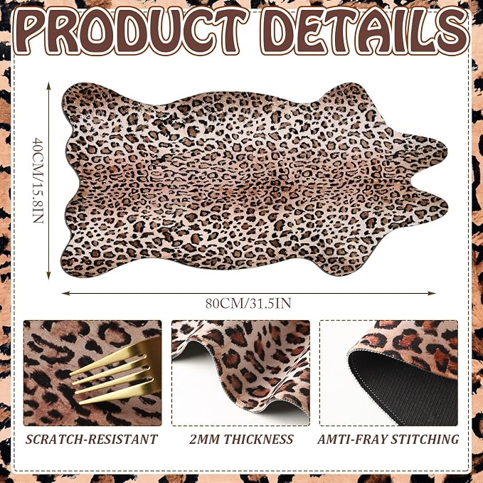 Sabary Large Leopard Print Desk Mat Brown Cheetah Gaming Mouse Pad Leopard Desk Accessories Irregular Shaped Animal Print Decor for Laptop PC Computer Office Home Desktop Decor 31.5" x 15.8"