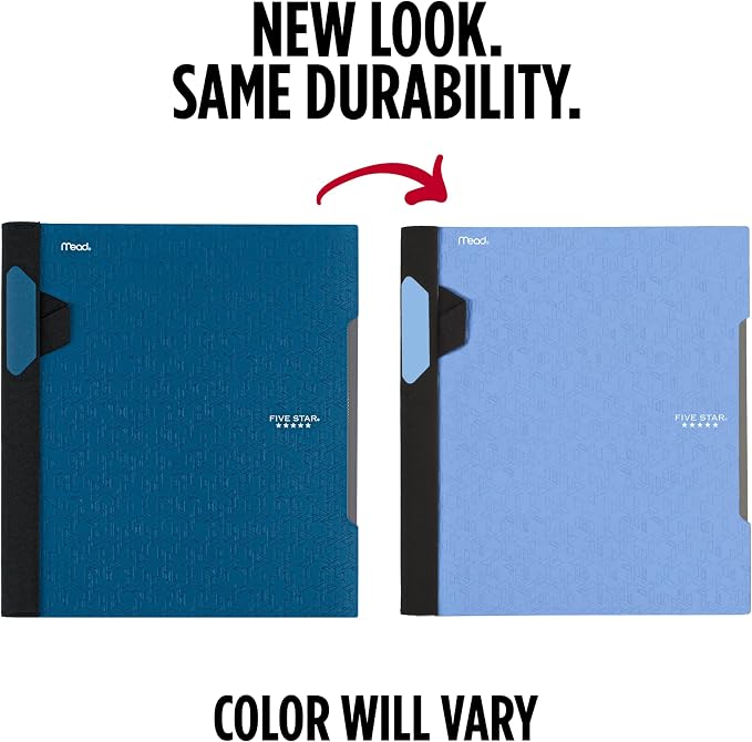Five Star Advance Spiral Notebook + Study App, 1 Subject, College Ruled Paper, 8-1/2" x 11", 100 Sheets, Spiral Guard, Movable Tabbed Dividers, Pacific Blue (820012D-ECM)