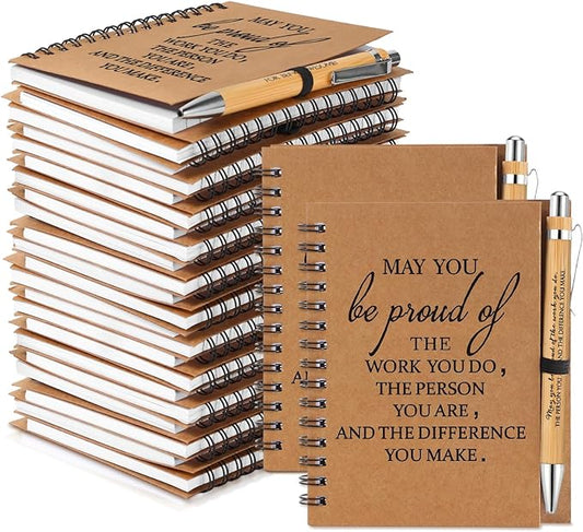 Honoson 8 Sets Back to School Gifts Bulk Employee Appreciation Notebooks with Ballpoint Pens Mini Spiral Inspiration Journals Thank You Gifts for Group Coworker Staff