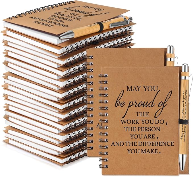 Honoson 15 Sets Back to School Gifts Bulk Employee Appreciation Notebooks with Ballpoint Pens Mini Spiral Inspiration Journals Thank You Gifts for Group Coworker Staff