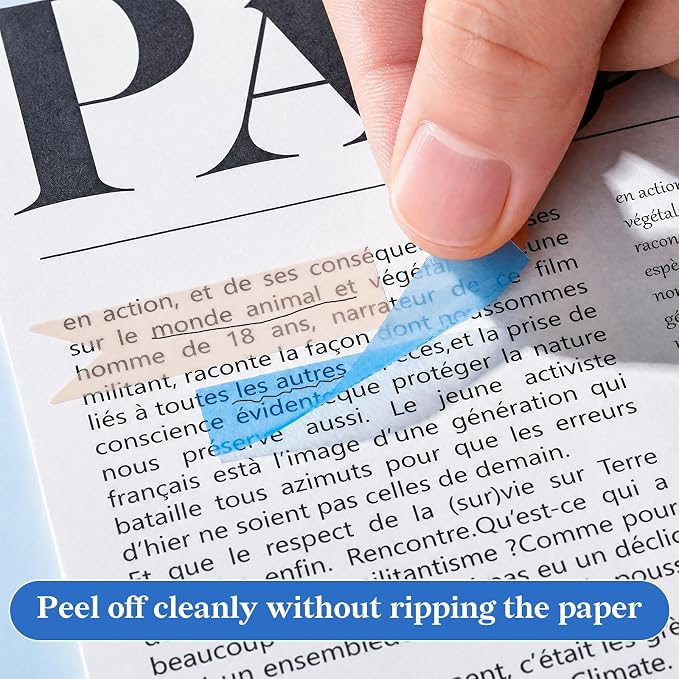 Temiary 2600Pcs Transparent Sticky Index Tabs for Annotating Bible, Stylish | Colorful Books Tabs Clear Flags Strip Notes Tabs, Translucent Writable and Repositionable Page Marker for Bible Notebooks