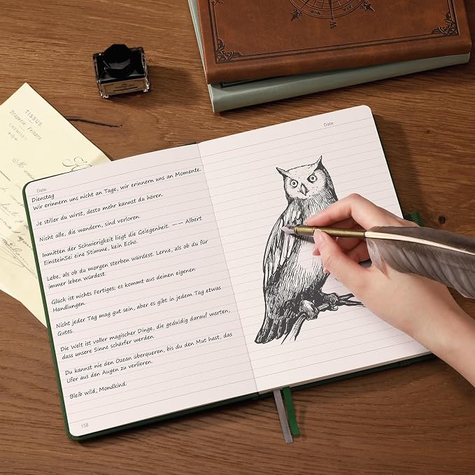 AHGXG Lined Journal Notebook, 192 Numbered Pages, A5 Size (5.7'' x 8.3'') | for Men & Women, Journaling, Writing, Work & Office, Leather Hardcover, 100 GSM Thick Paper (Black)