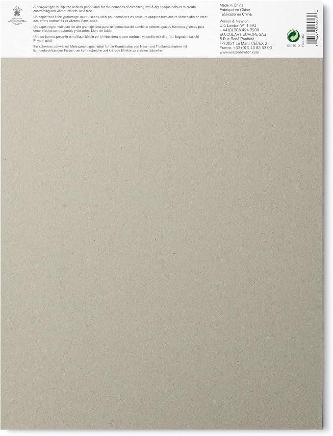 Winsor & Newton Professional Mixed Media Pad, 9" x 12", 25 Sheets, 200gsm, Black