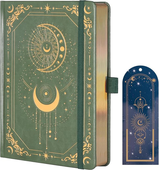 TIEFOSSI Dot Journal, 160gsm 190 Numbered Pages, Diary for Work & Sketching, A5 Hardcover Leather Journal for Writing Women Men | 190 Numbered Pages,Diary for Work & Sketching, A5 Hardcover Leather Journal for Writing Women Men