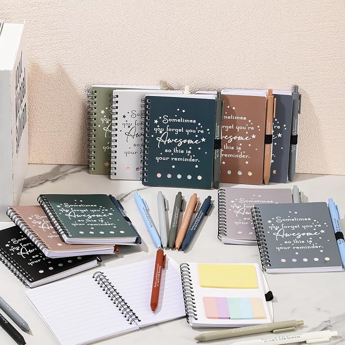 Chuangdi 20 Sets Back to School Teacher Gifts Appreciation Journal Inspirational Notebook with Sticky Notepad Ballpoint Pen Bulk Thank You Gifts for Student Staff Team Coworker Nurse(Boho)