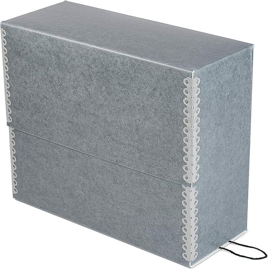 Lineco Archival Document Storage Box, Gray, 12.5" x 10.5" x 5" | Letter-Sized, Metal Edge, Acid-Free Boxboard Case, Includes 12 Folders, Organize Files, Prints, Photos