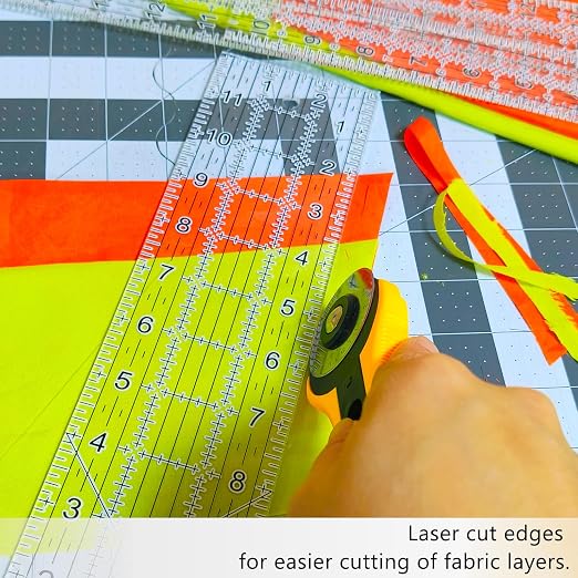 Sewing Ruler,5 Piece Quilting Rulers,3 x17 Inch,1.5 x17 Inch,3 x12 Inch,1.5 x10 Inch,1 x6 Inch,Acrylic Ruler,Cutting Ruler with Non-Slip Rings (Black and White)