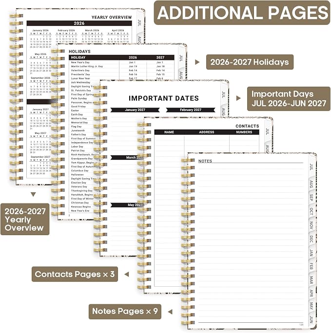 Academic Planner 2026-2027, Weekly and Monthly Calendar Book, July 2026 – June 2027, Hardcover Planner with Tabs, Perfect for Teachers, Students, Women & Men, A5 (6.4" x 8.5") - Owl