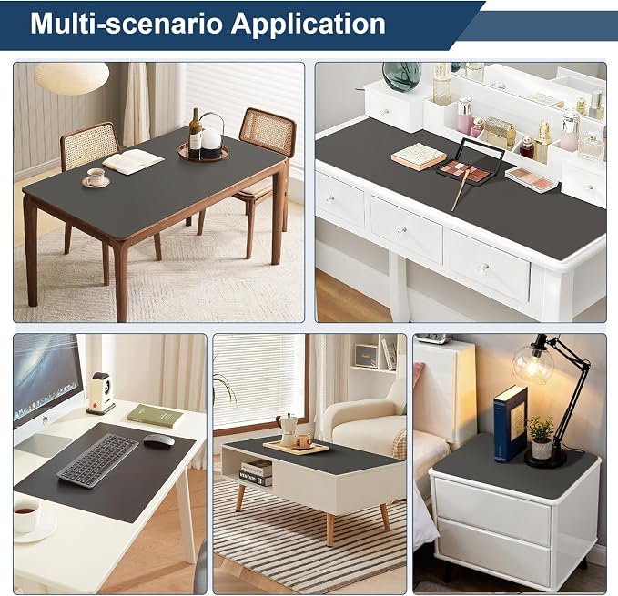 OstepDecor Black Table Cover Protector 16 x 36 Inch, 1.5mm Thick Plastic Table Cover, Dining Table Protector Pad, Waterproof & Easy Cleaning PVC Desk Mat for Dresser, Coffee & Kitchen Wooden Tabletop