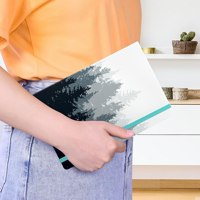 Lined Journal Notebook, Hardcover Journal for Women, Medium 5.7 x 8.4 in, 160 Pages Thick Paper, Cute Aesthetic Floral College Ruled Notebook for Journaling Writing Work Office School, Forest