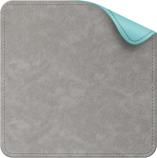 Imitation Crazy Horse Leather Desk Mat - Waterproof Desk Pad - Ideal for Large Mouse Pad and Desk Mats on Top of Desks (Light Gray+Light Blue, 11"*8")