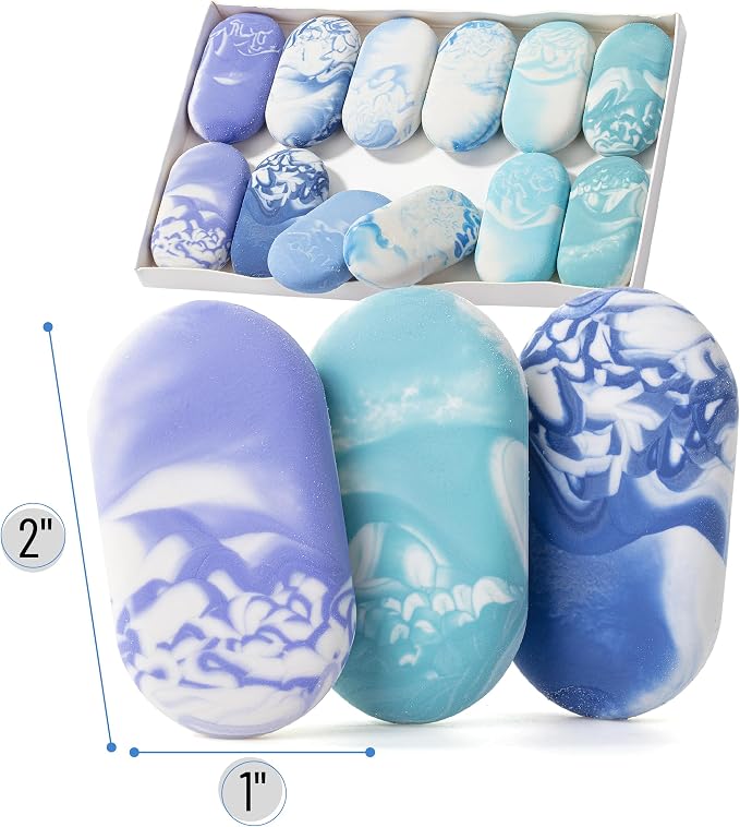 Mr. Pen- Marble Pencil Erasers, 12 Pack, 1" x 2" | Soft Rubber Marble Pencil Erasers for School, Office, Art Sketching, Homework, Exams, Clean Smudge-Free Correction