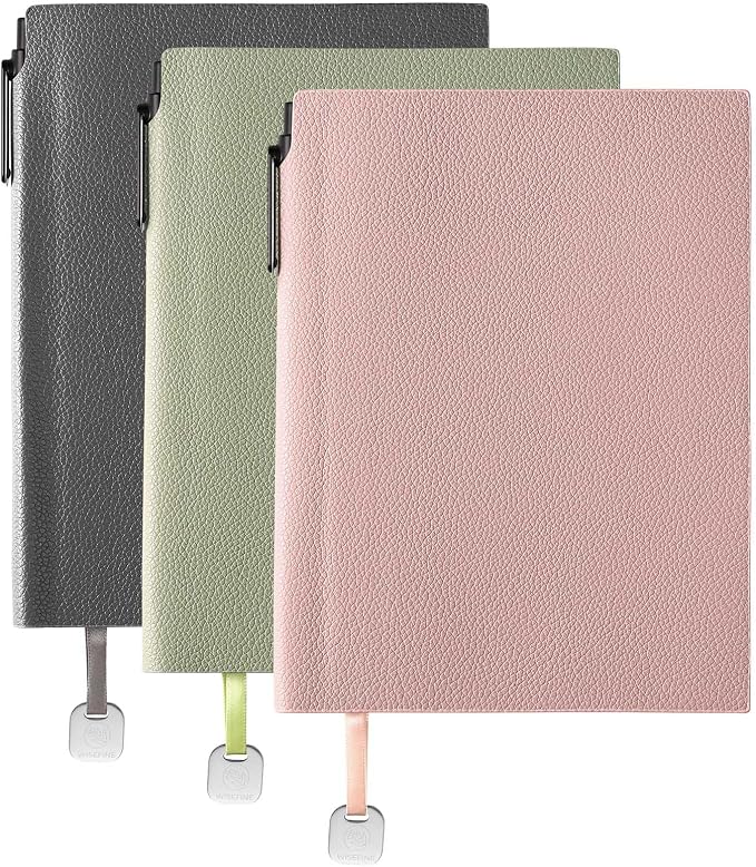 Lined Journal Notebook for Women A5 Soft Cover Journals for Writing 160 Pages Daily Journaling College Ruled Notebooks for Work Note Taking 6.38'' X 8.28'' (3pack-Pink/Grayish Green/Dark Grey)