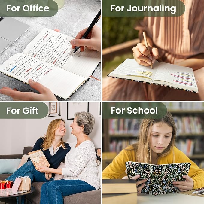 Taja Aesthetic Lined Journal for Women, Pretty 6" x 8" Notebook for Work & Note with 160 College Ruled Pages, Hardcover Leather Notebook for Journaling, Note Taking, Bible Study, Spring Scatter